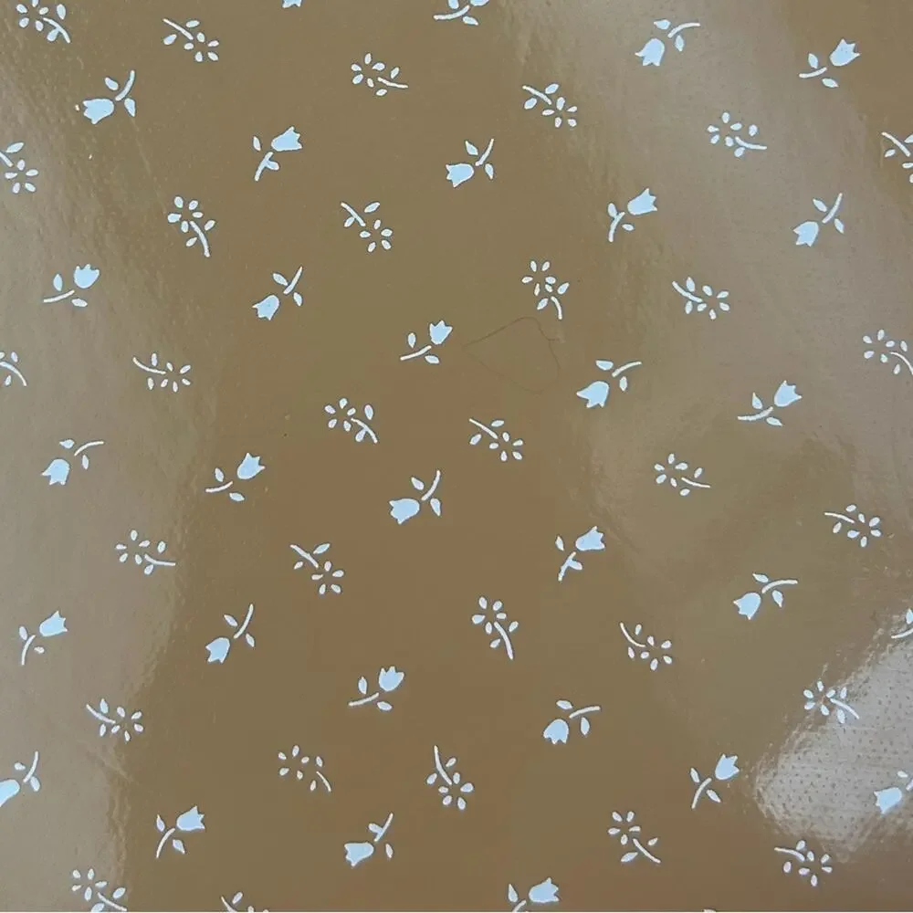 Vintage Kane Kraft Neutral Floral Patterned Tan Foam Vinyl Placemats, Set of 7